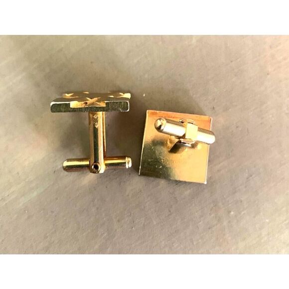 Vintage Modernist Square Cuff links, Muted Gold tone, Unmarked, Collector's item - Picture 4 of 4